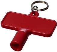 Maximilian suorakulmainen yleisavain avaimenperässä , punainen liikelahja logopainatuksella